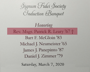 Signum Fidei Society Inducts Patrick Leary